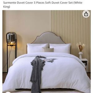 Surmente King Size three-piece classic duvet cover pure white.  NWT